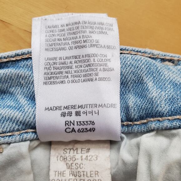 Mother The Hustler Roller Flood Wide Leg Jeans Cherie Cherie Light Blue Size 26 - Picture 10 of 12